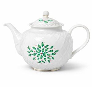 Vintage Lenox Holiday Dimension Teapot Holly Berry Gold Trim Christmas